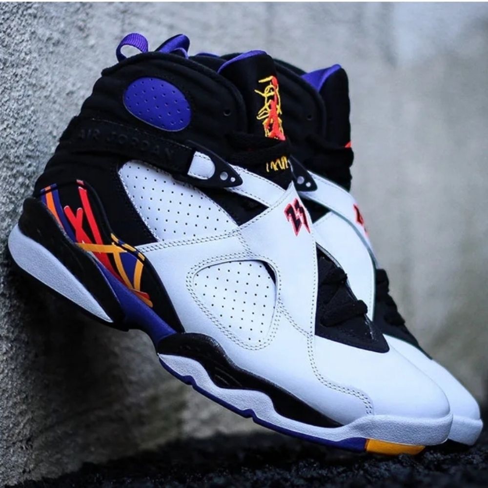 The Air Jordan 8 'Three-Peat,' also known as the 'Three Time's A Charm'